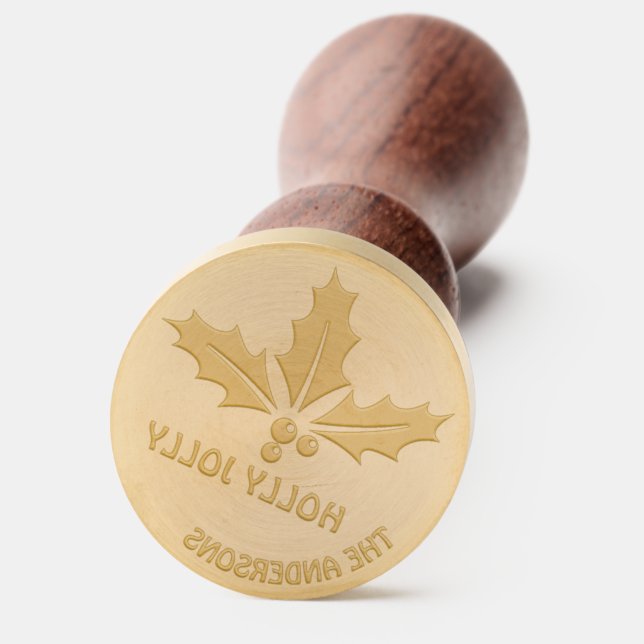 Holly Jolly Name Christmas   Wax Seal Stamp (Front)