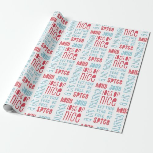 Holly Jolly Naughty Nice Repeating Pattern Wrapping Paper