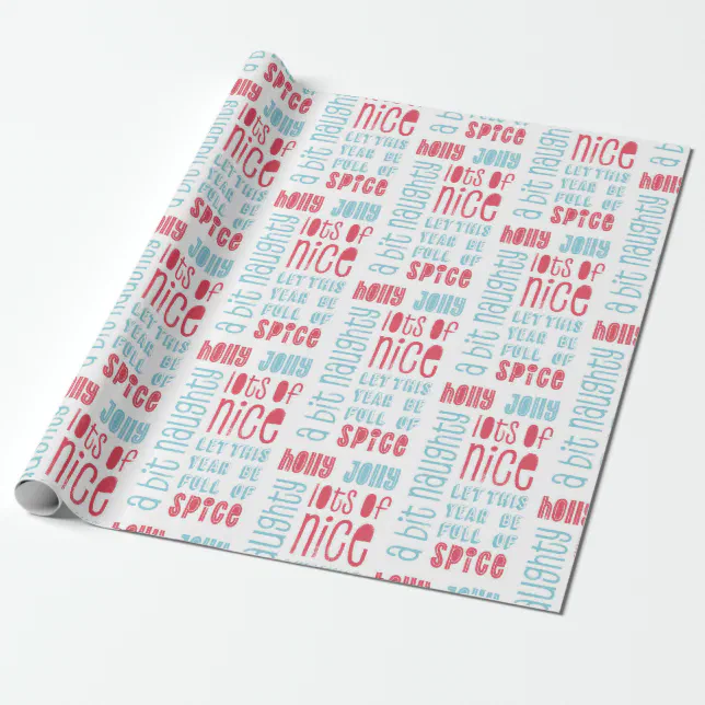 Holly Jolly Naughty Nice Repeating Pattern Wrapping Paper | Zazzle