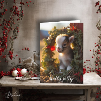 Holly Jolly Nigerian Dwarf Baby Goat Card by getyergoat at Zazzle