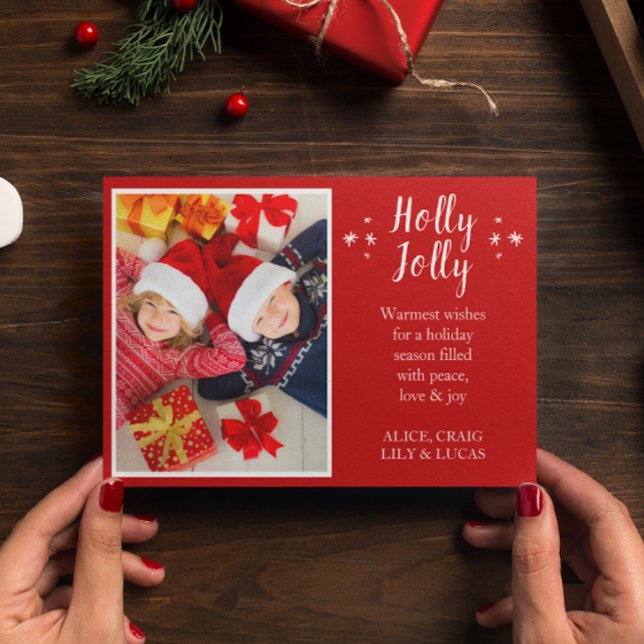 Holly Jolly Nordic Foil Holiday Photo Card (Creator Uploaded)