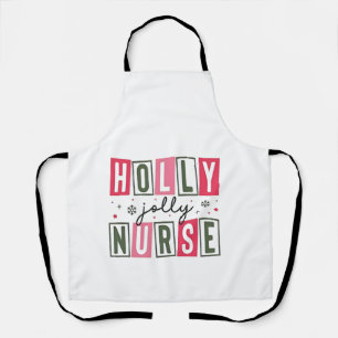 Holly Jolly Nurse Christmas Xmas Nursing Life Apron
