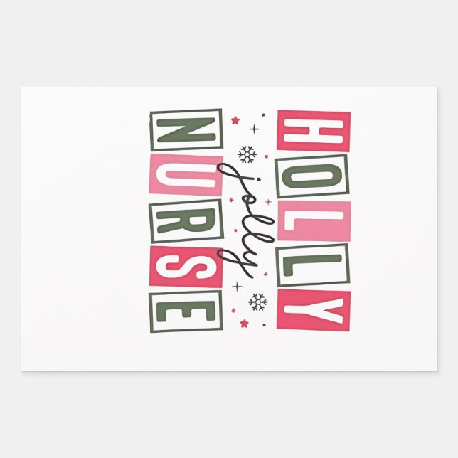 Holly Jolly Nurse Christmas Xmas Nursing Life  Wrapping Paper Sheets (Front)