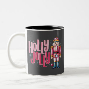 Holly Jolly Nutcracker Christmas Coquette Preppy Two-Tone Coffee Mug