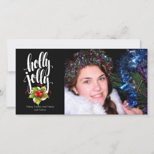 Holly Jolly  One Photo Holiday Christmas  Card