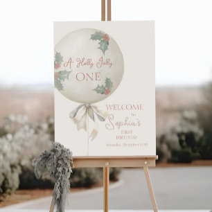 Holly Jolly ONE Vintage Balloon Birthday Welcome Foam Board