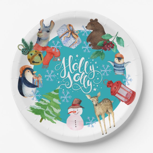 Holly Jolly Paper Plate (Front)