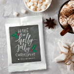 Holly Jolly | Personalized Christmas Hot Chocolate Drink Mix<br><div class="desc">Festive personalized cocoa tins make perfect stocking stuffers or favors for holiday parties. Design features a rustic chalkboard background with "have a holly jolly Christmas" in white hand lettered typography accented with red and green holly leaves and berries. Personalize with your name or custom greeting beneath.</div>