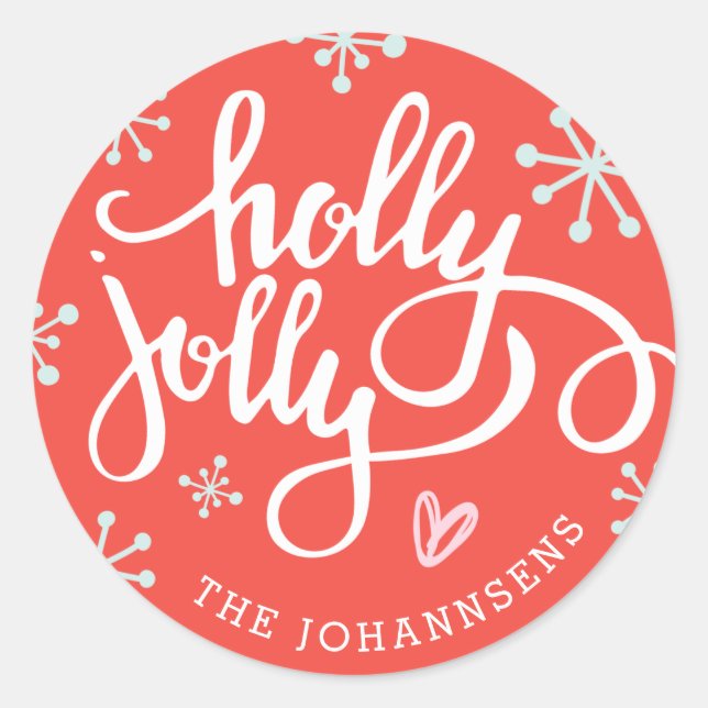 Holly Jolly Personalized Holiday Stickers (Front)