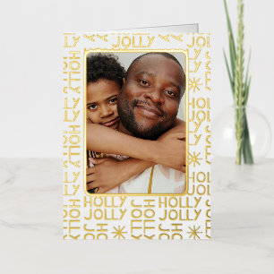 Holly Jolly Personalized Photo Christmas Foil Holiday Card