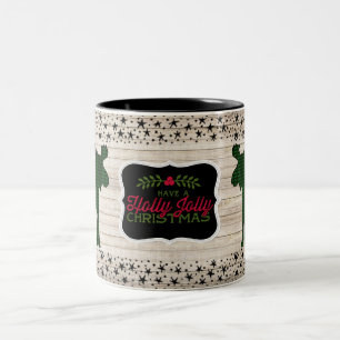 Holly Jolly Plaid Moose Christmas Mug
