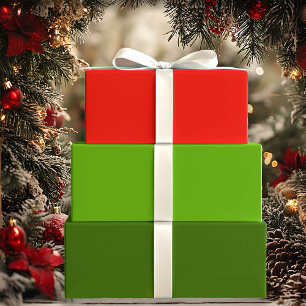 Holly Jolly Red and Green Holiday Solids Wrapping Paper Sheets
