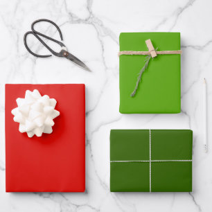 Holly Jolly Red and Green Holiday Solids Wrapping Paper Sheets