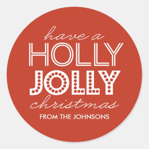 Holly Jolly Red Christmas Gift Tag Sticker