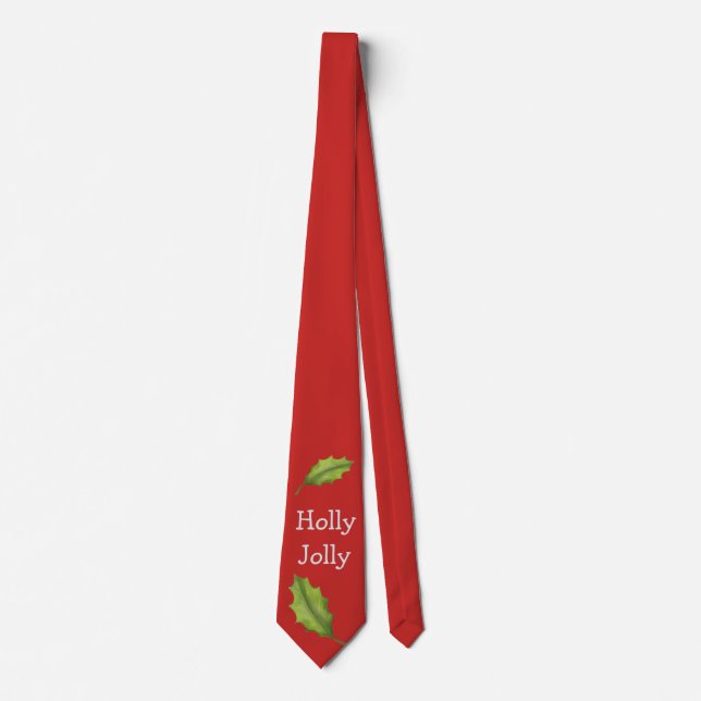 Holly Jolly Red Christmas Holiday Neck Tie (Front)