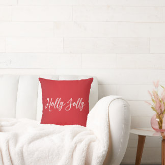 Holly Jolly Red Christmas Throw Pillow