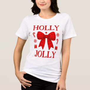Holly Jolly Red Gingham Bow Christmas Shirt