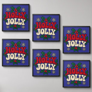 Holly Jolly Retro Christmas Photo Tiles Set