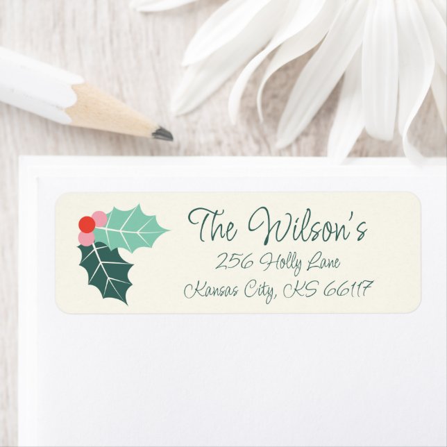 Holly Jolly Retro Christmas Retuern Address Label (Insitu)