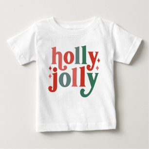 Holly Jolly - Retro Holiday Typography Baby T-Shirt
