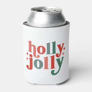 Holly Jolly - Retro Holiday Typography Can Cooler
