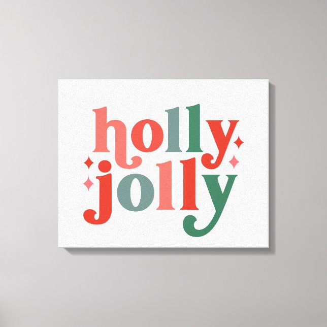 Holly Jolly - Retro Holiday Typography Canvas Print (Front)