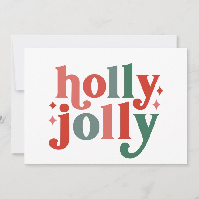 Holly Jolly - Retro Holiday Typography Card (Front)