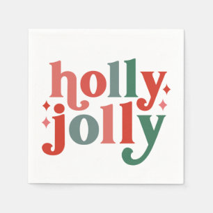 Holly Jolly - Retro Holiday Typography Napkins