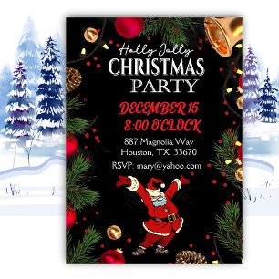 Holly Jolly Santa Christmas Party Invitation