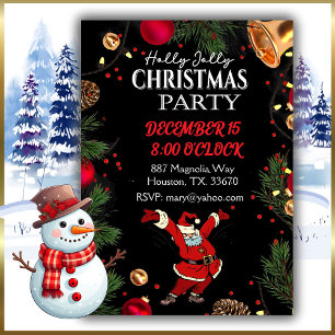 Holly Jolly Santa Christmas Party Invitation