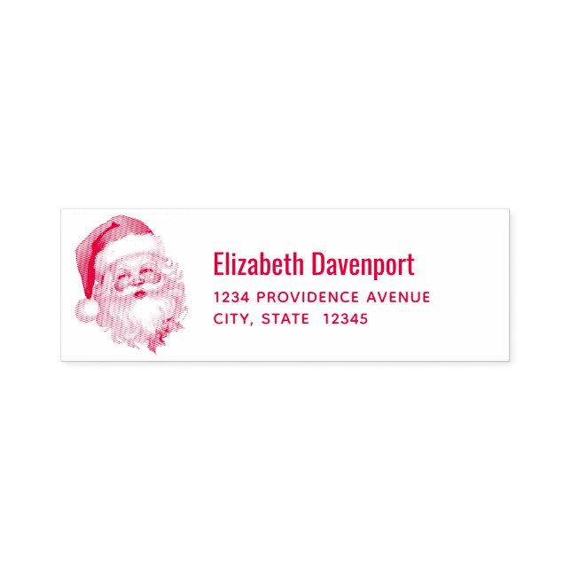 Holly Jolly Santa Claus Retro Christmas Address Self-inking Stamp (Design)