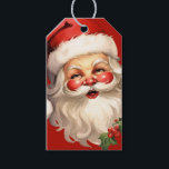 Holly Jolly Santa Claus Retro Christmas Gift Tags<br><div class="desc">Gift tags with a joyful illustration of a vintage style Santa Claus with red rosy cheeks. wearing his classic red Santa hat and his big white bear. A sprig of holly adds to the festive holiday spirit of this design.</div>