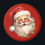 Holly Jolly Santa Claus Retro Christmas Magnet<br><div class="desc">Magnet with a joyful illustration of a vintage style Santa Claus with red rosy cheeks. Wearing his classic red Santa hat and his big white beard. A sprig of holly adds to the festive holiday spirit of this design.</div>
