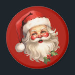 Holly Jolly Santa Claus Retro Christmas Magnet<br><div class="desc">Magnet with a joyful illustration of a vintage style Santa Claus with red rosy cheeks. Wearing his classic red Santa hat and his big white beard. A sprig of holly adds to the festive holiday spirit of this design.</div>