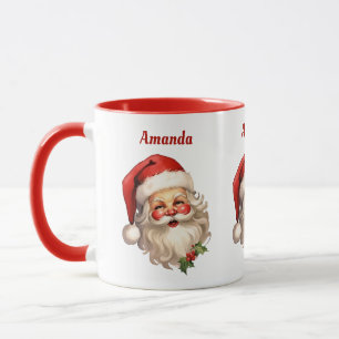 Holly Jolly Santa Claus Retro Christmas Mug