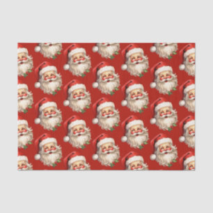 Holly Jolly Santa Claus Retro Christmas Pattern Tissue Paper