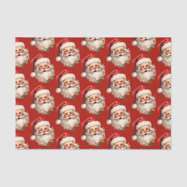 Holly Jolly Santa Claus Retro Christmas Pattern Tissue Paper (Front)