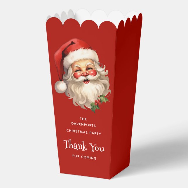 Holly Jolly Santa Claus Retro Christmas Thank You Favor Boxes (Front)
