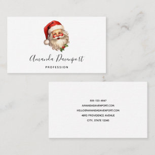 Holly Jolly Santa Claus Retro Style Christmas Business Card