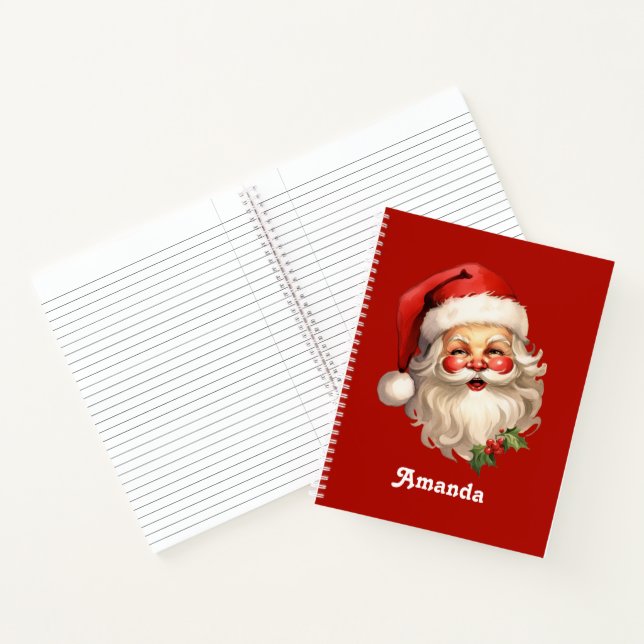  Holly Jolly Santa Claus Retro Style Christmas Notebook (Inside)