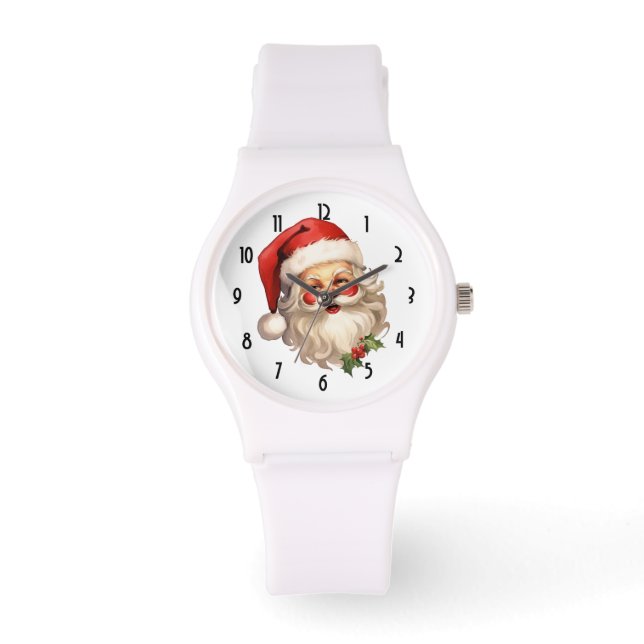 Holly Jolly Santa Claus Retro Style Christmas Watch (Front)
