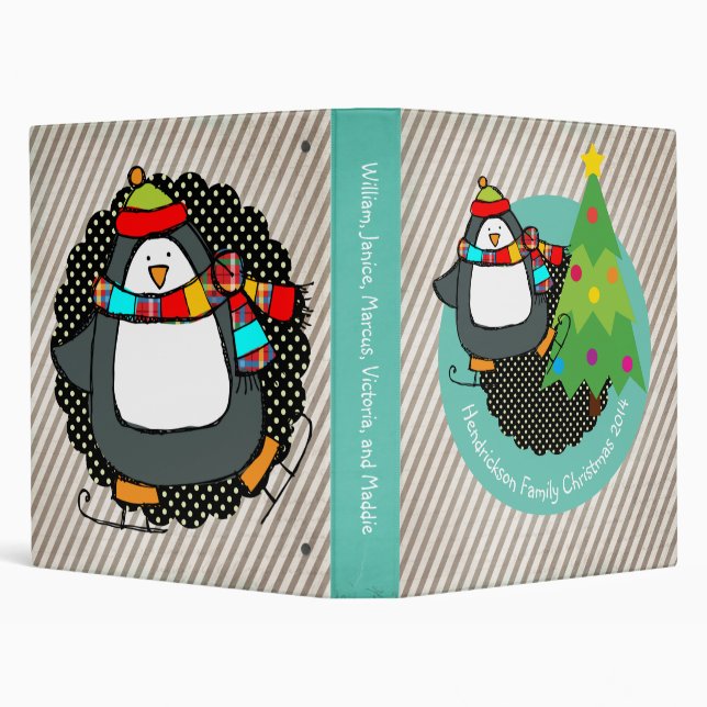 Holly Jolly Skating Penguins Binder (Background)