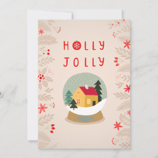 Holly Jolly Snow Globe - A Cozy Holiday Delight Card