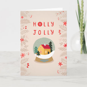 Holly Jolly Snow Globe - A Cozy Holiday Delight Card