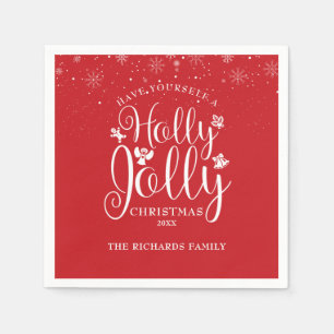 Holly Jolly Snowflakes Christmas Holidays Family Napkins
