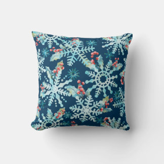 Holly Jolly Snowflakes Pillow