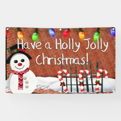 Holly Jolly Snowman Banner