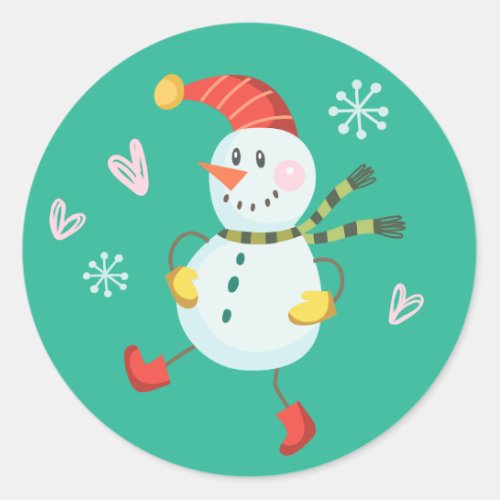 Holly Jolly Snowman Holiday Stickers  Emerald