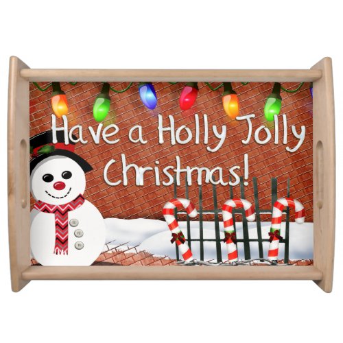 Holly Jolly Snowman Serving Tray