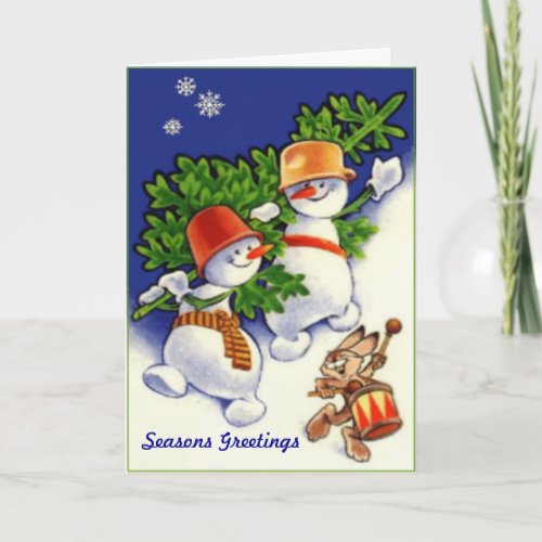 Holly Jolly Snowmen Custom Greetings Card
